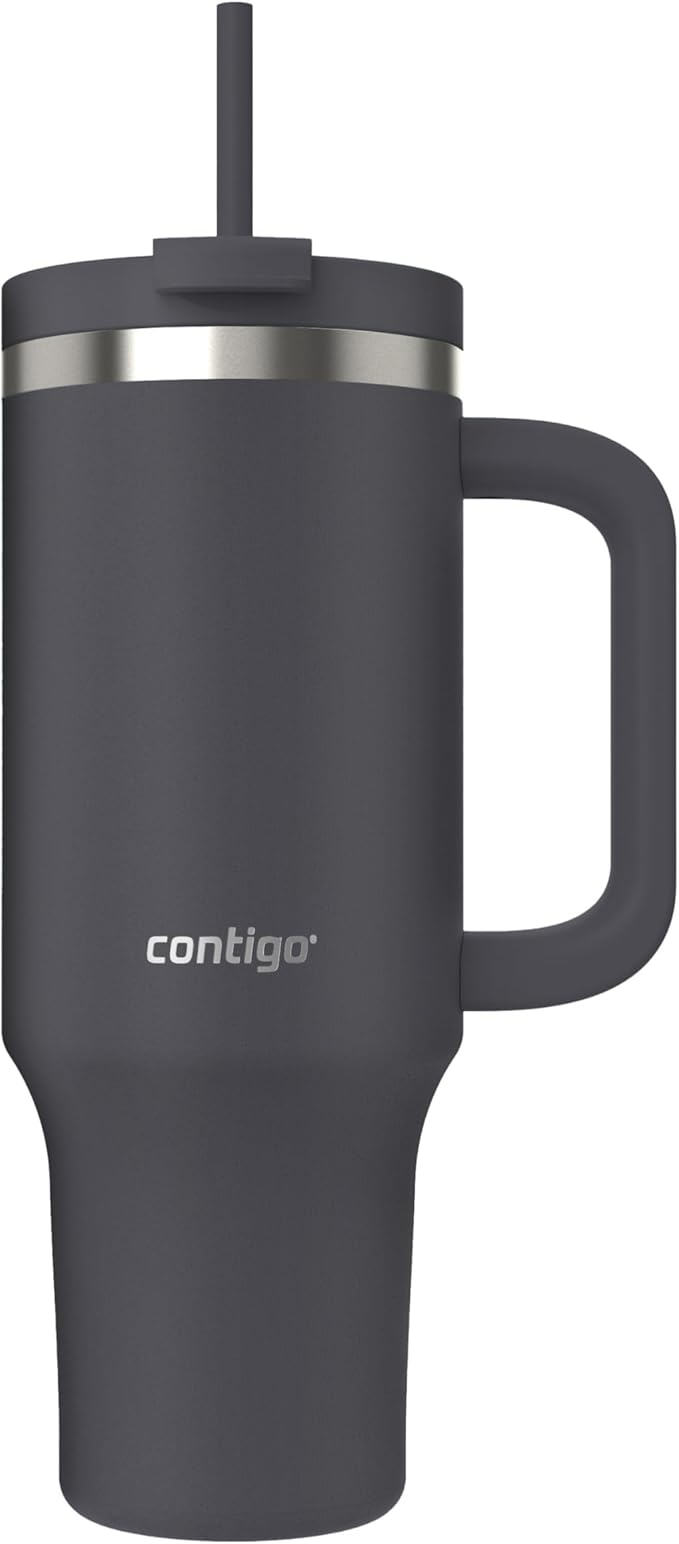 Contigo Streeterville Tumbler, 40 oz (1.18 L), Insulated Stainless Steel Water Bottle with Straw and Leak-Proof Lid, Glacier