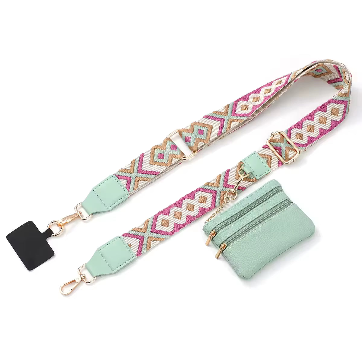 2025 New Wholesale Adjustable Portable Phone Strap with Zippered Pouch for Coin Purse Bag Clip and Go Strap Wallet Crossbody