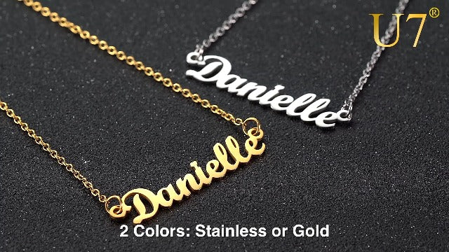 Name Necklace (43 Name Stocked & Custom Any Name) for Women Girls, Solid Stainless Steel /18K Gold Plated，18“+2” Rolo Chain with Strong Clasp, Gift Packaged