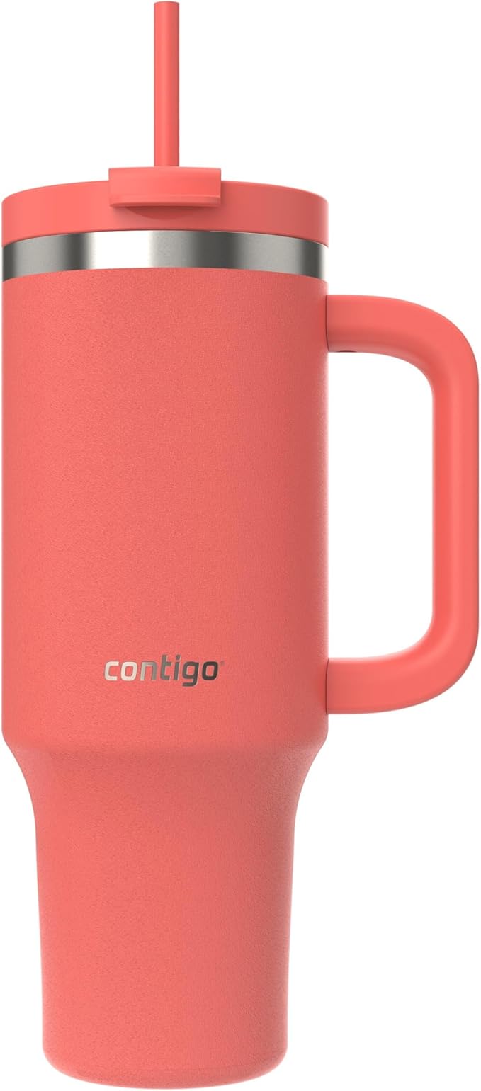 Contigo Streeterville Tumbler, 40 oz (1.18 L), Insulated Stainless Steel Water Bottle with Straw and Leak-Proof Lid, Glacier