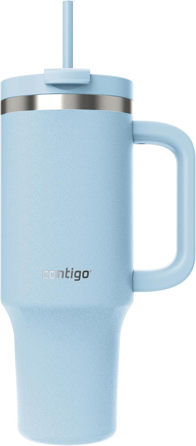 Contigo Streeterville Tumbler, 40 oz (1.18 L), Insulated Stainless Steel Water Bottle with Straw and Leak-Proof Lid, Glacier