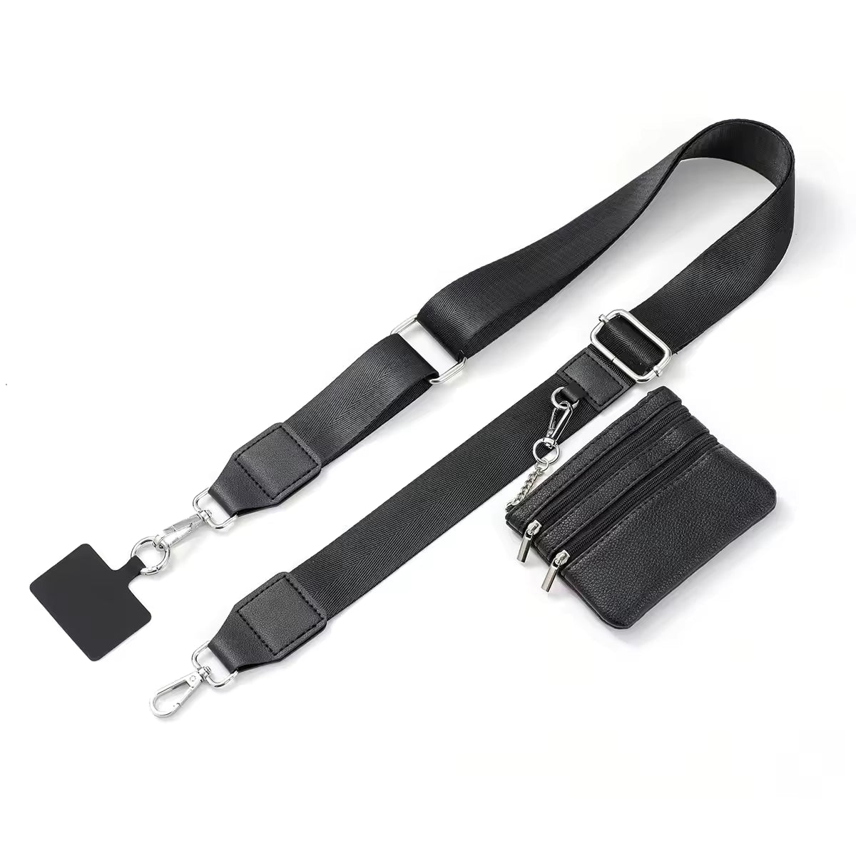 2025 New Wholesale Adjustable Portable Phone Strap with Zippered Pouch for Coin Purse Bag Clip and Go Strap Wallet Crossbody