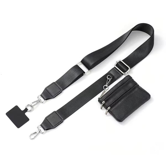2025 New Wholesale Adjustable Portable Phone Strap with Zippered Pouch for Coin Purse Bag Clip and Go Strap Wallet Crossbody