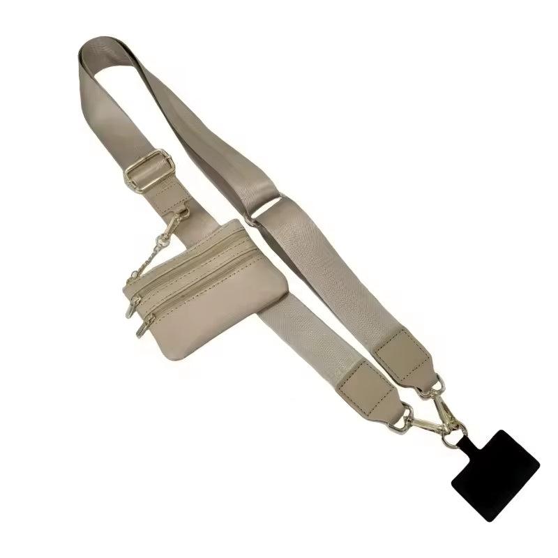 2025 New Wholesale Adjustable Portable Phone Strap with Zippered Pouch for Coin Purse Bag Clip and Go Strap Wallet Crossbody