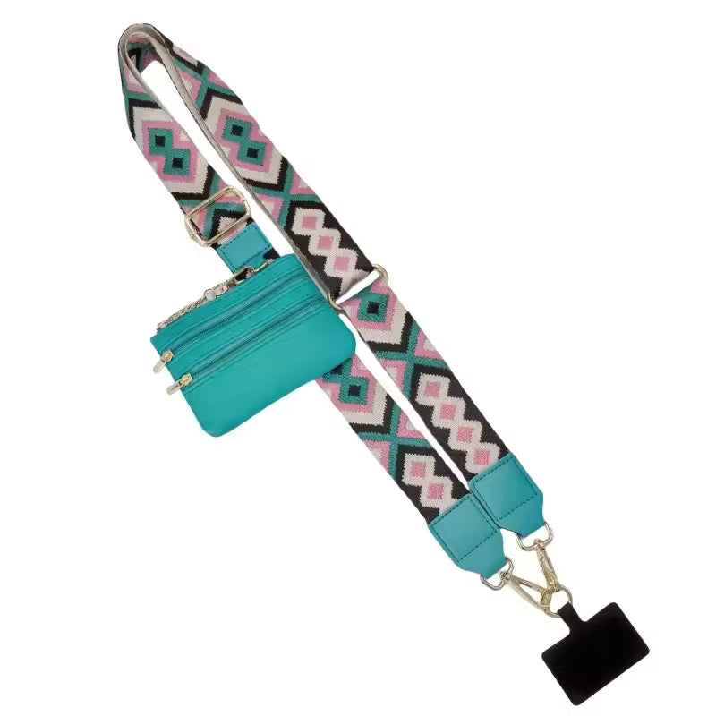 2025 New Wholesale Adjustable Portable Phone Strap with Zippered Pouch for Coin Purse Bag Clip and Go Strap Wallet Crossbody