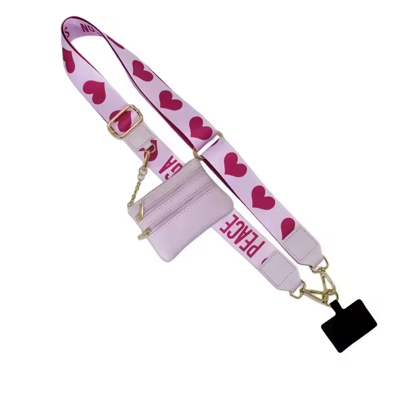 2025 New Wholesale Adjustable Portable Phone Strap with Zippered Pouch for Coin Purse Bag Clip and Go Strap Wallet Crossbody