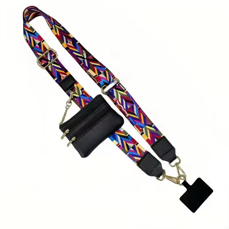 2025 New Wholesale Adjustable Portable Phone Strap with Zippered Pouch for Coin Purse Bag Clip and Go Strap Wallet Crossbody