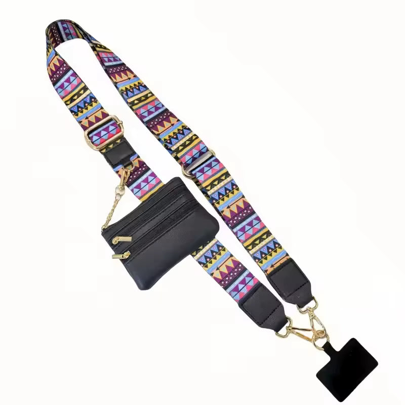 2025 New Wholesale Adjustable Portable Phone Strap with Zippered Pouch for Coin Purse Bag Clip and Go Strap Wallet Crossbody