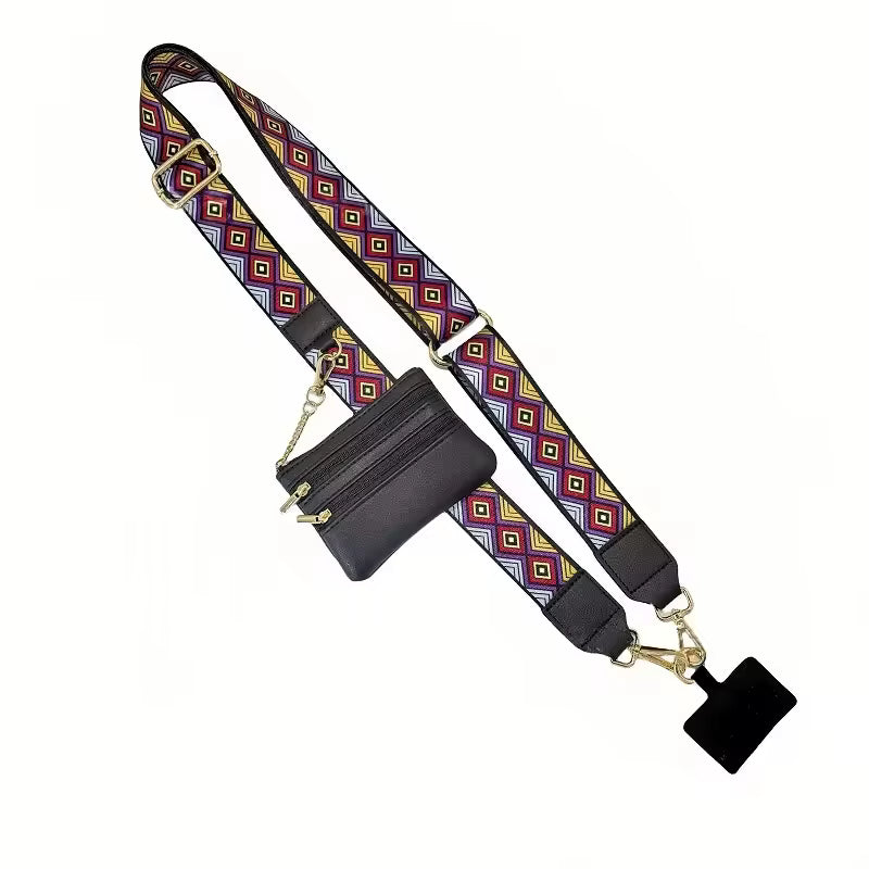 2025 New Wholesale Adjustable Portable Phone Strap with Zippered Pouch for Coin Purse Bag Clip and Go Strap Wallet Crossbody
