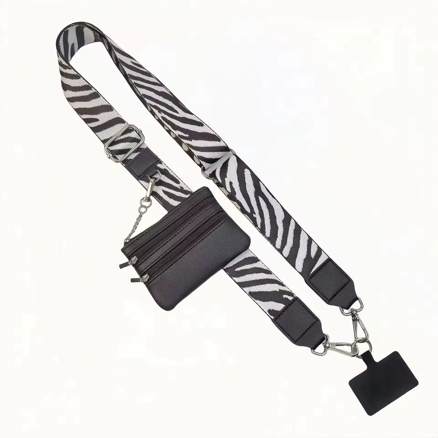 2025 New Wholesale Adjustable Portable Phone Strap with Zippered Pouch for Coin Purse Bag Clip and Go Strap Wallet Crossbody