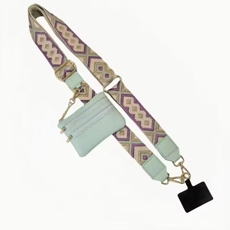 2025 New Wholesale Adjustable Portable Phone Strap with Zippered Pouch for Coin Purse Bag Clip and Go Strap Wallet Crossbody
