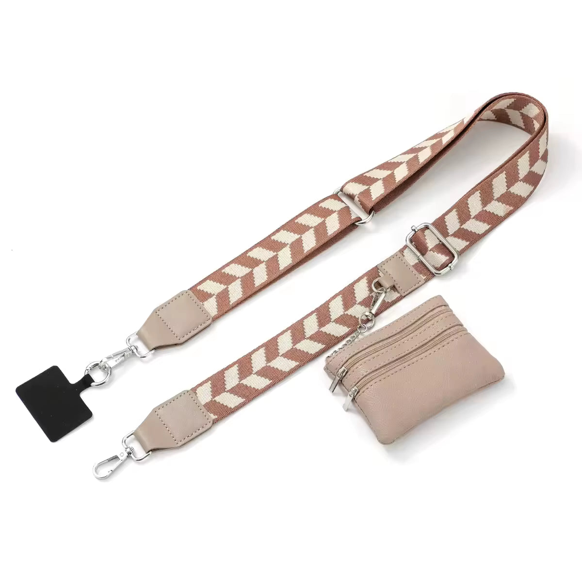 2025 New Wholesale Adjustable Portable Phone Strap with Zippered Pouch for Coin Purse Bag Clip and Go Strap Wallet Crossbody