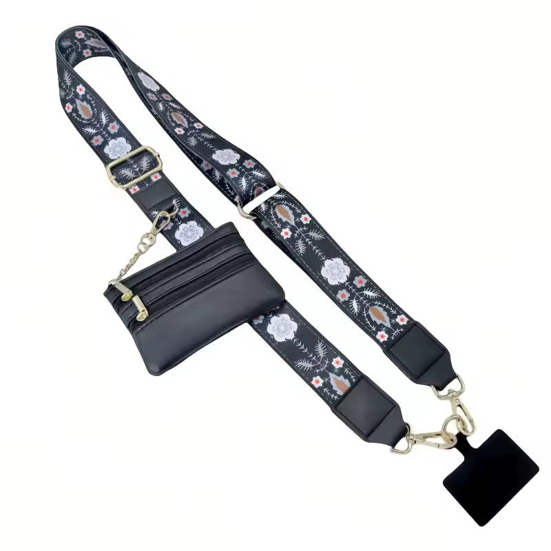 2025 New Wholesale Adjustable Portable Phone Strap with Zippered Pouch for Coin Purse Bag Clip and Go Strap Wallet Crossbody