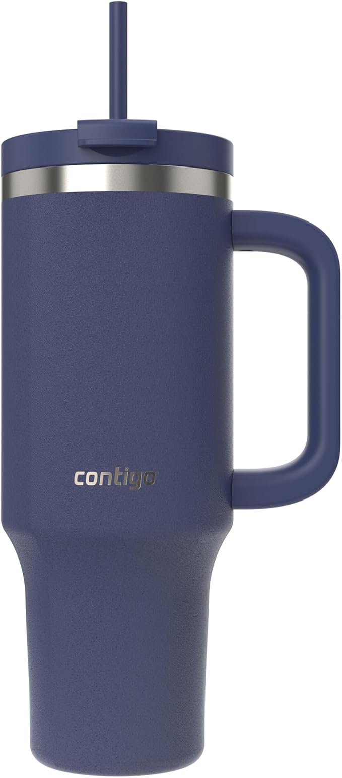 Contigo Streeterville Tumbler, 40 oz (1.18 L), Insulated Stainless Steel Water Bottle with Straw and Leak-Proof Lid, Glacier
