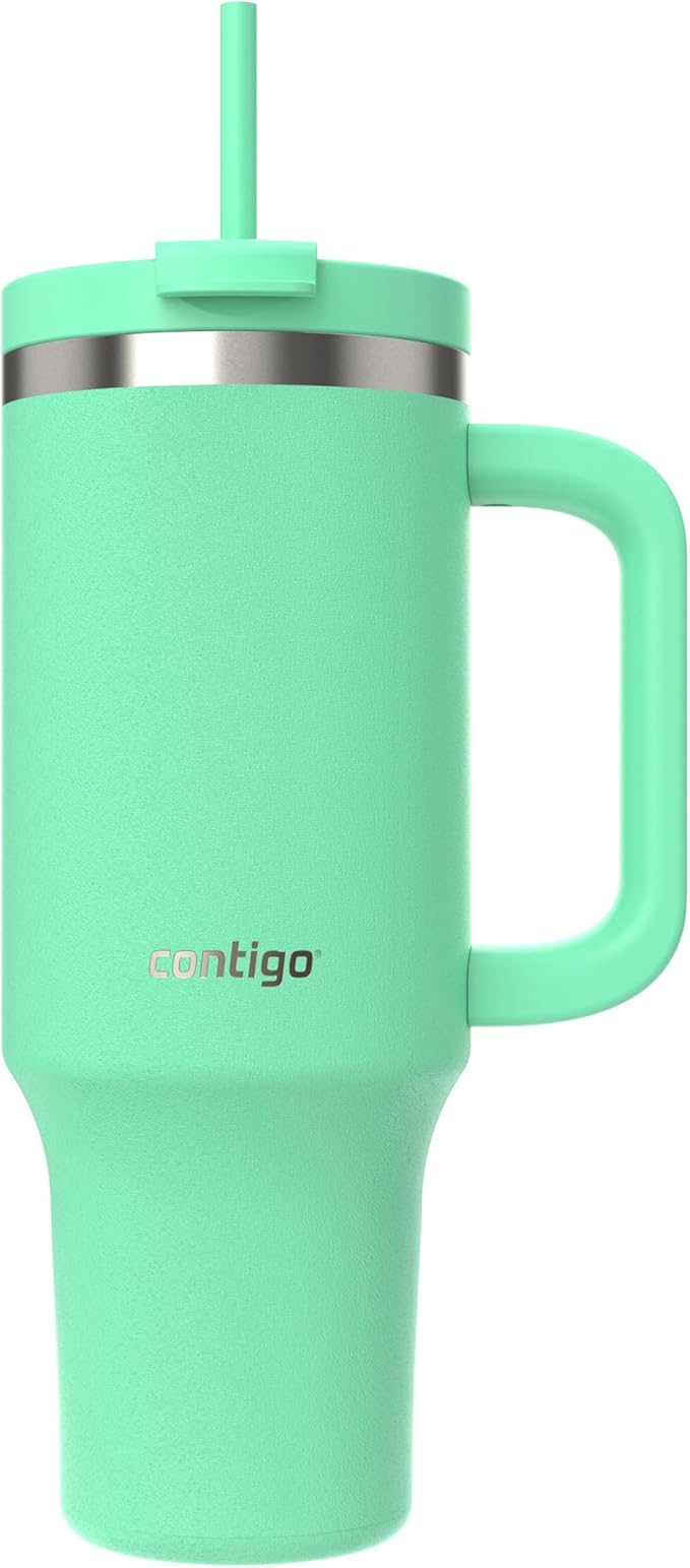 Contigo Streeterville Tumbler, 40 oz (1.18 L), Insulated Stainless Steel Water Bottle with Straw and Leak-Proof Lid, Glacier