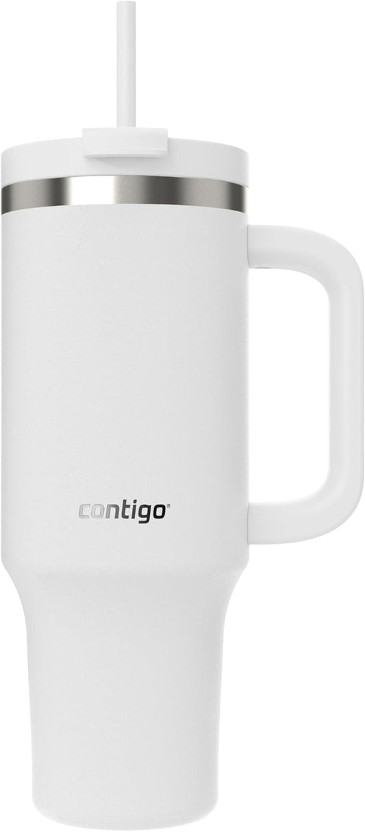 Contigo Streeterville Tumbler, 40 oz (1.18 L), Insulated Stainless Steel Water Bottle with Straw and Leak-Proof Lid, Glacier